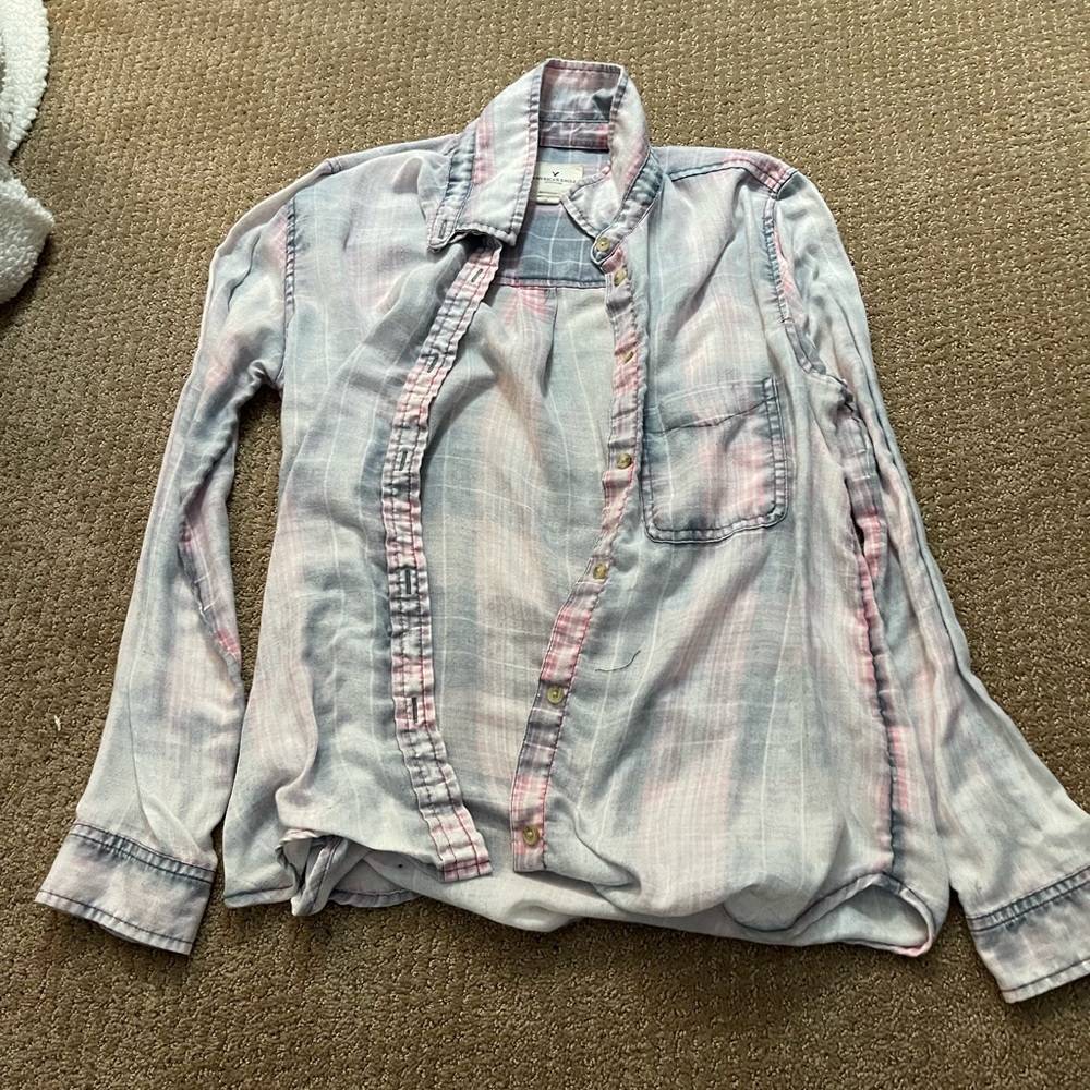 Purple and pink button down